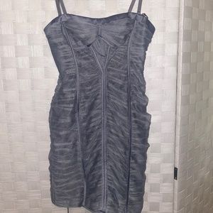 Gorgeous BCBG Maxazria Grey Ruched Mini Dress NWT